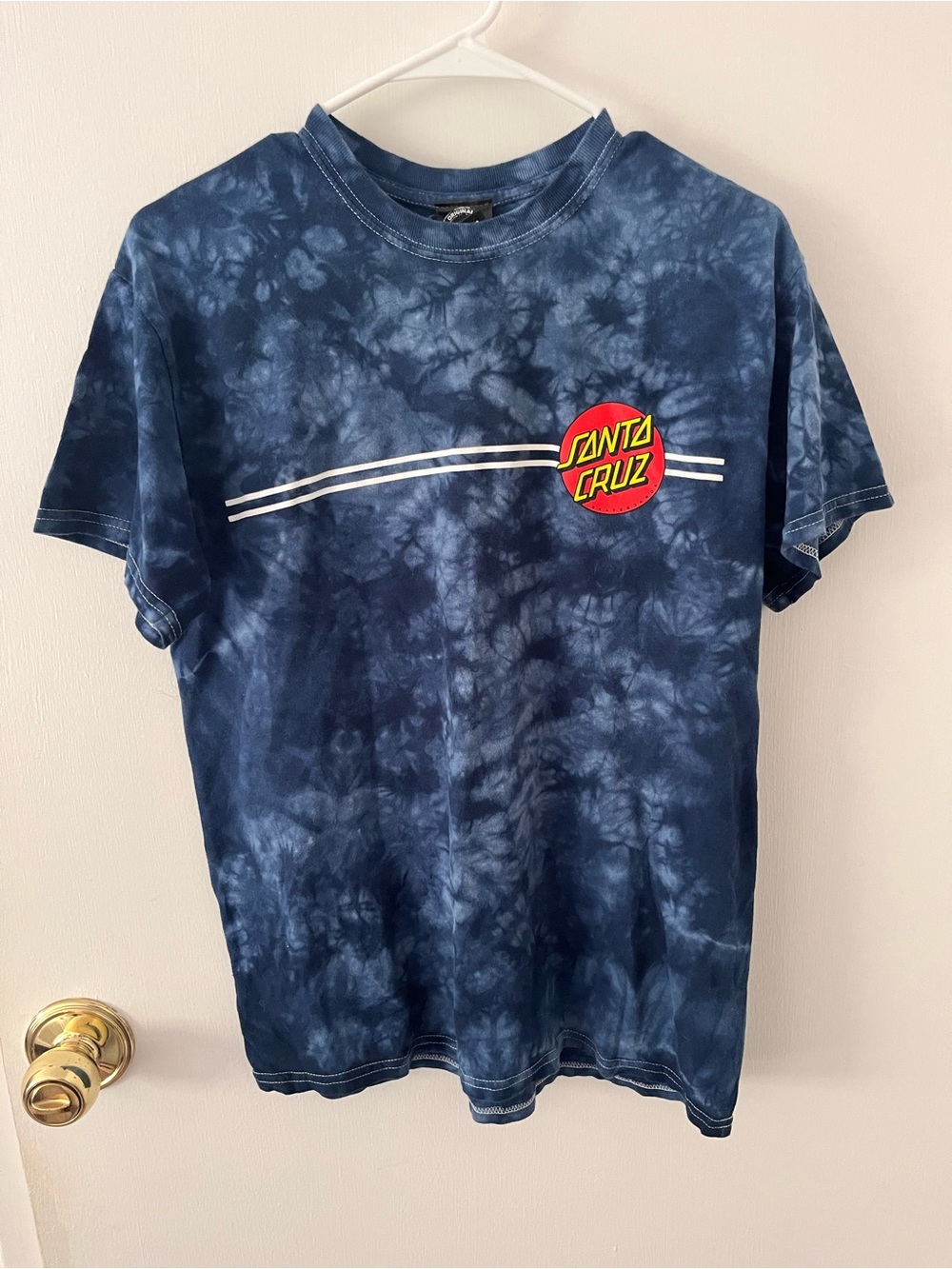 Santa Cruz Skateboards Blue Tie Dye Logo Tee T Shirt Men’s Medium